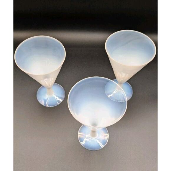 Rare Vintage Fry Foval Pearlware Wine Glasses. Set Of 3. EUC - Picture 4 of 6